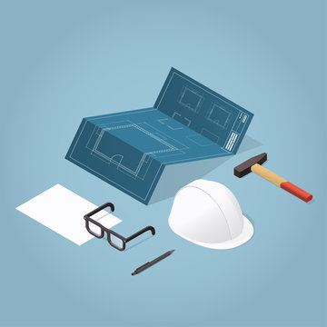 Isometric House Construction Illustration
