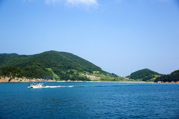 Fototapeta premium Hallyeohaesang National Marine Park in Tongyeong-si, South Korea.