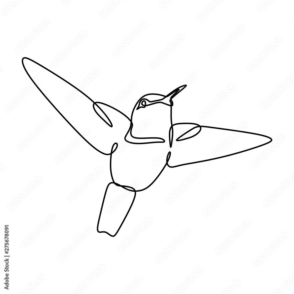Poster bird one line drawing continuous lineart minimalist design on white background