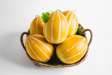Oriental melon Yellow Melon Golden melon White background