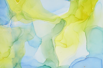  Abstract colorful background, wallpaper. Mixing acrylic paints. Modern art. Marble texture. Alcohol ink colors  translucent