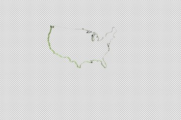 green Usa 3D illustration on transparent background