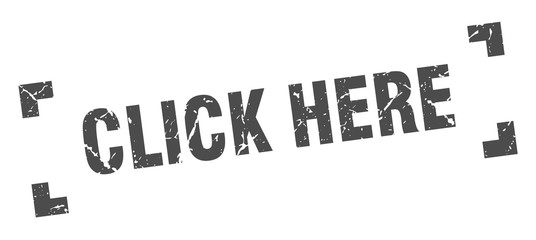 click here stamp. click here square grunge sign. click here