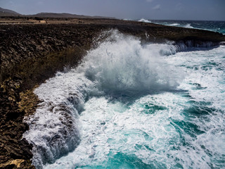 Crashing waves at Shete Boka National park, curacao