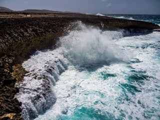Crashing waves at Shete Boka National park, curacao