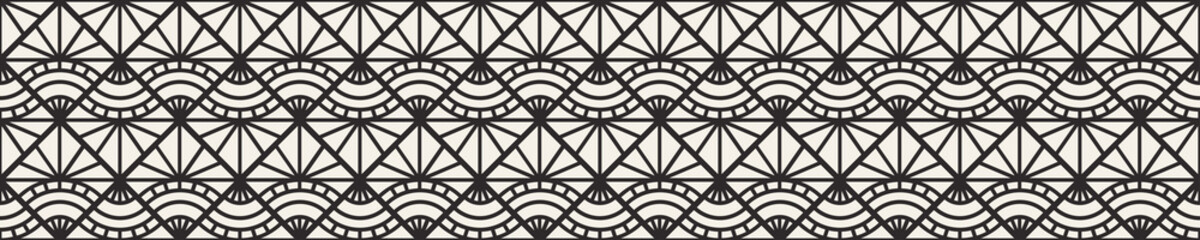 Art Deco Pattern. Seamless background. Minimalistic geometric design. Vector line design. 1920-30s motifs.