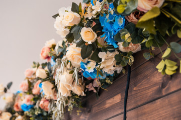 flowers on wooden wall
