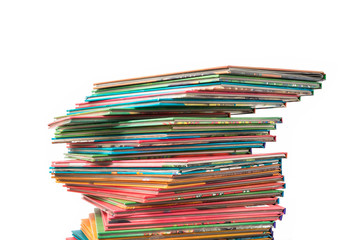 Stack of books on isolated white background.