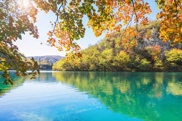 Plitvice lakes national park, Croatia. Famous landmark and popular travel tourist destination in Europe