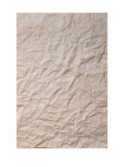 biege crumpled paper on the white background