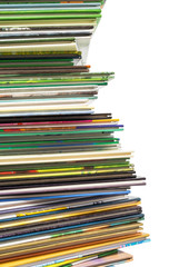 Stack of books on isolated white background.