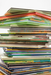 Stack of books on isolated white background.
