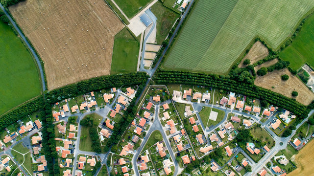 Aerial photo of a residential area in the Lucs sur Boulogne, France