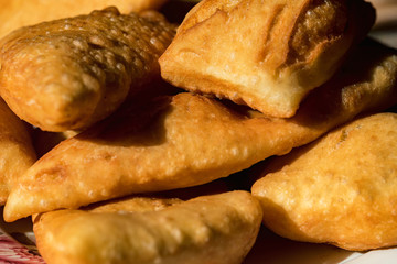 Close up traditional Caucasian buns lakuma on plate
