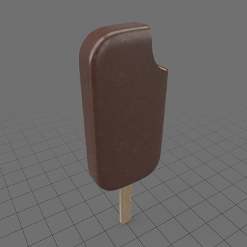 Bitten chocolate ice cream on stick