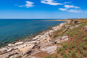 Rocky sea coast with clear water