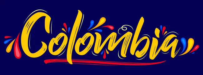 Fototapeten Kolumbien patriotisches Bannerdesign Kolumbianische Flagge färbt Vektorgrafiken © Julio