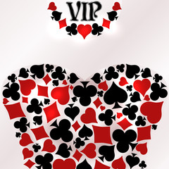 Vip Casino poker card for woman, vector illustration	