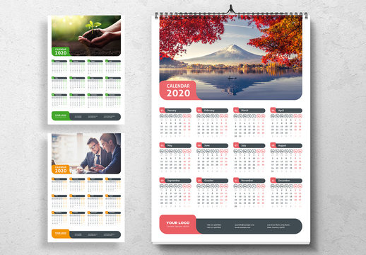2020 Wall Calendar Layout With Colorful Accents