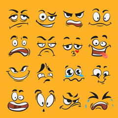 Cartoon emotion set, different cute face expressions