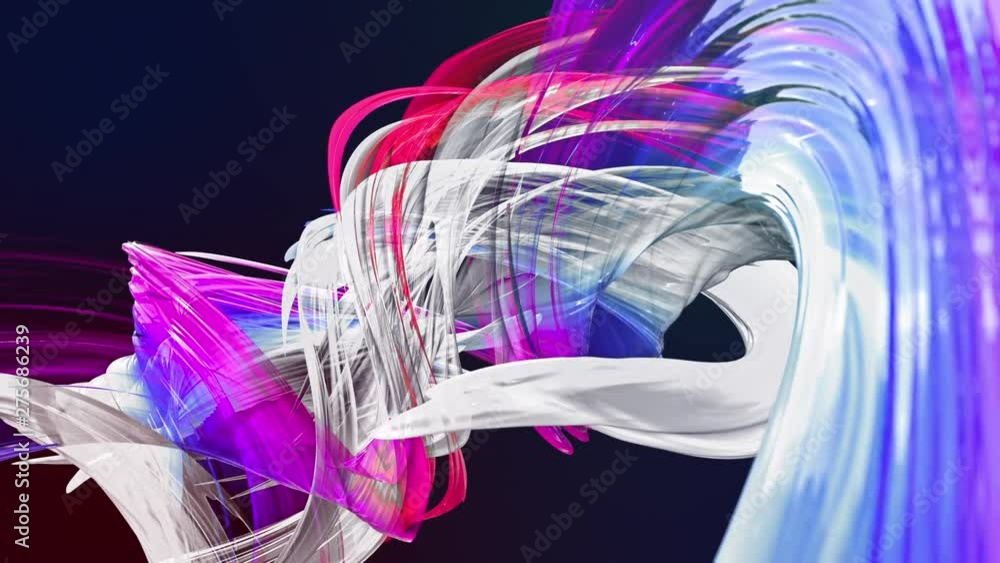 Poster abstract transparent tapes in motion as seamless creative background. colorful stripes twist in a ci