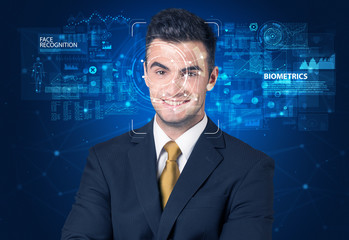 Face detection and recognition. Computer vision and artificial intelligence concept.
