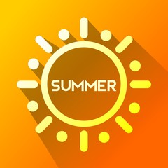 summer sun icon in Flat  One of web collection icon  for UI, UX. Sunshine, heat.  simple clean flat long shadow icon illustration for web design, element, print and presentation