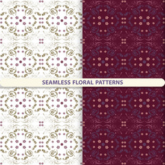 Seamless floral vector patterns with floral and botanical elements. Children's, kitchen textiles, print for textiles, wallpaper design, turn paper, packaging design.