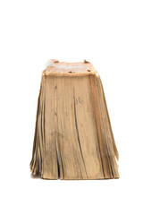 An old book isolated on a white background.
