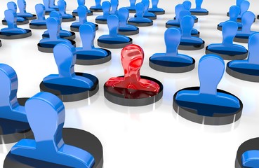 Icons of people 3D. Icons of people are connected by a local network