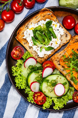 Breakfast - sandwiches with vegetable salad
