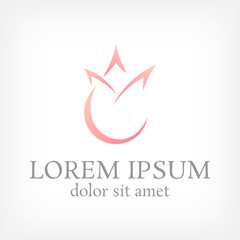 pink lotus vector logo design template, curve line flower icon, floral abstract sign, vector illustration