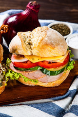 Tasty sandwiches with vegetables 