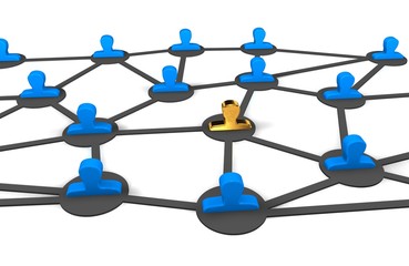 Abstract human figures connected in a network