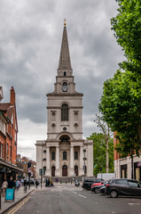 London, UK - JUNE 20, 2019:Christ Church Spitalfields is an Anglican church built between 1714 and...