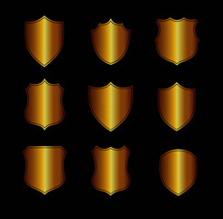Set of golden banner shields.Vector illustration EPS10