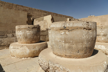 Columns in Medinet Habu Temple in Luxor, Egypt