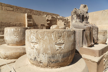 Columns in Medinet Habu Temple in Luxor, Egypt