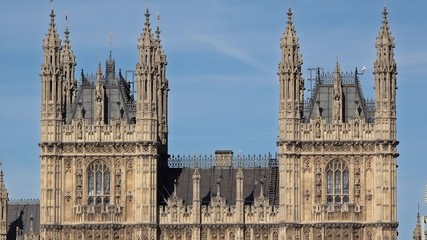 Fototapeta na wymiar Architecture detail of London Westminster Palace towers (UK Parliament)
