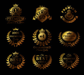 Vector set of gold framed labels