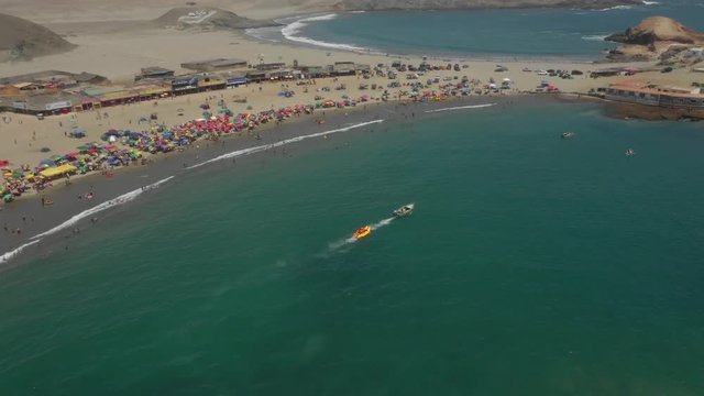 Tilt down view of Tuquillo beach in Huarmey.