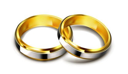 vector gold wedding rings isolated on white