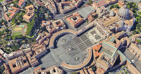 Neighborhood of St. Peter's Church in the Vatican from a height of flight