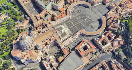 Neighborhood of St. Peter's Church in the Vatican from a height of flight