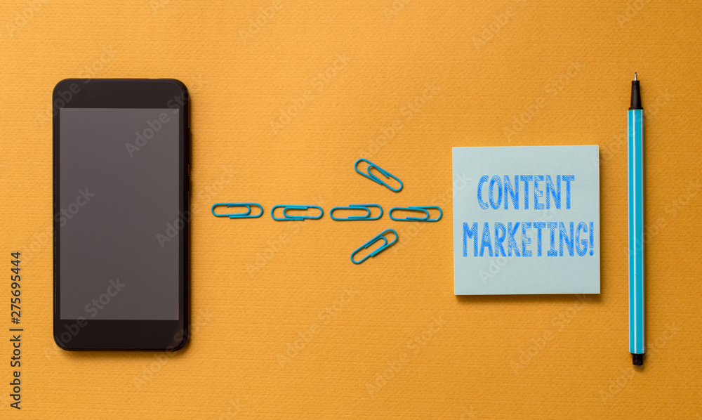 Poster writing note showing content marketing. business concept for involves the creation and sharing of on