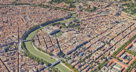 Neighborhood of St. Peter's Church in the Vatican from a height of flight