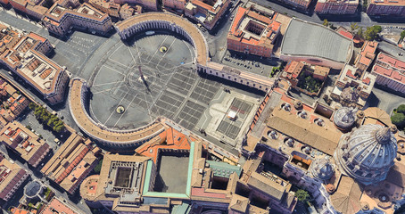 Neighborhood of St. Peter's Church in the Vatican from a height of flight