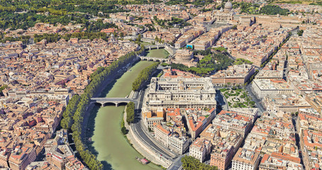 Neighborhood of St. Peter's Church in the Vatican from a height of flight