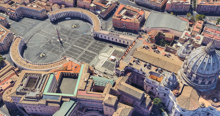 Neighborhood of St. Peter's Church in the Vatican from a height of flight