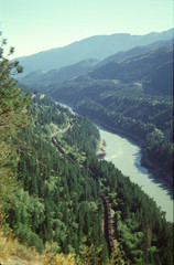 Fototapeta na wymiar Railroad, transportation, oil shale, British Columbia, Canada